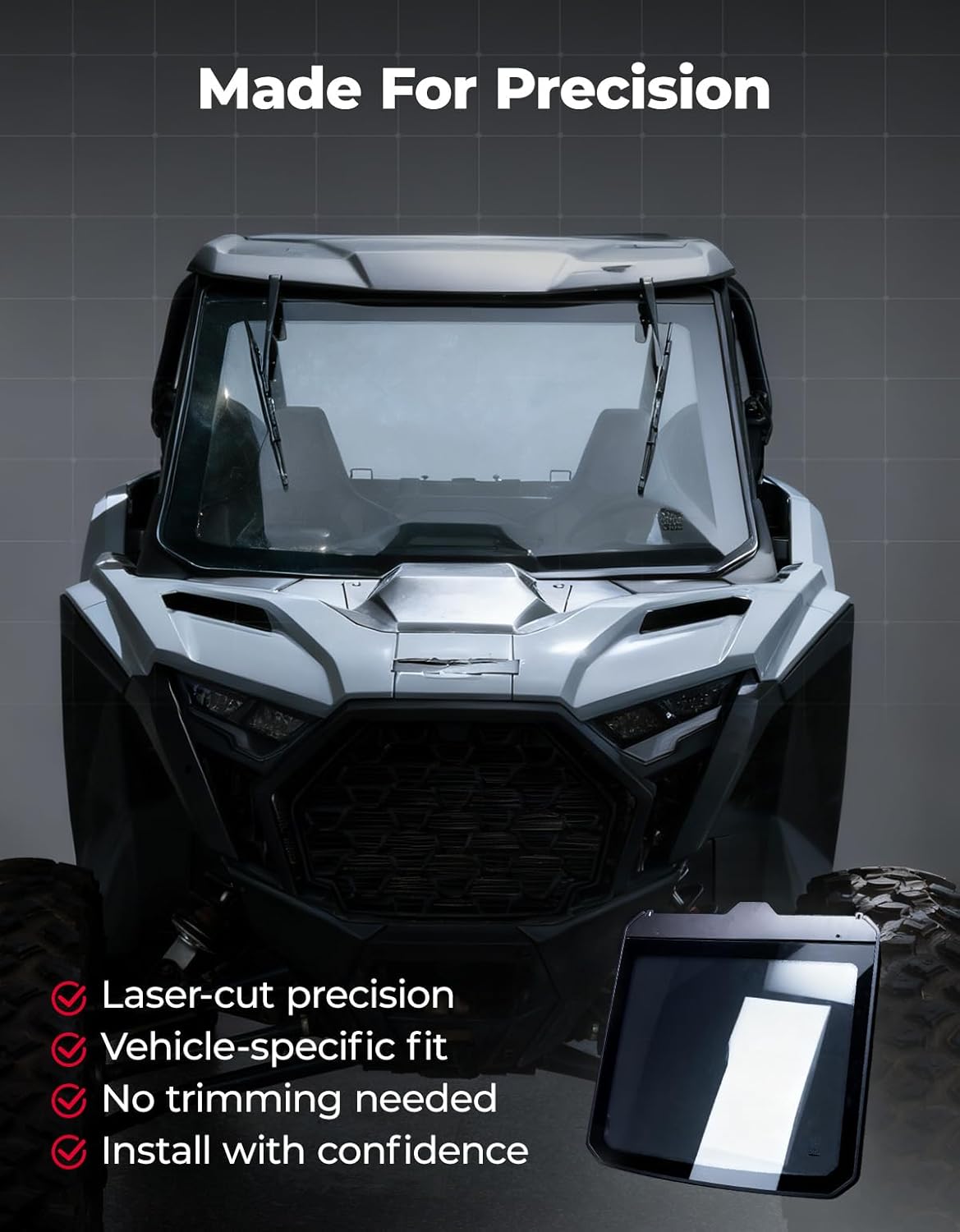 KEMIMOTO 2025 PRO XP Glass Windshield with 2 Manual Wipers Compatible with 2025-2026 Polaris RZR PRO XP/ PRO XP4/ PRO S/ PRO S4, DOT Two-Layer Laminated Glass Front Window Anti-UV Full Windshield