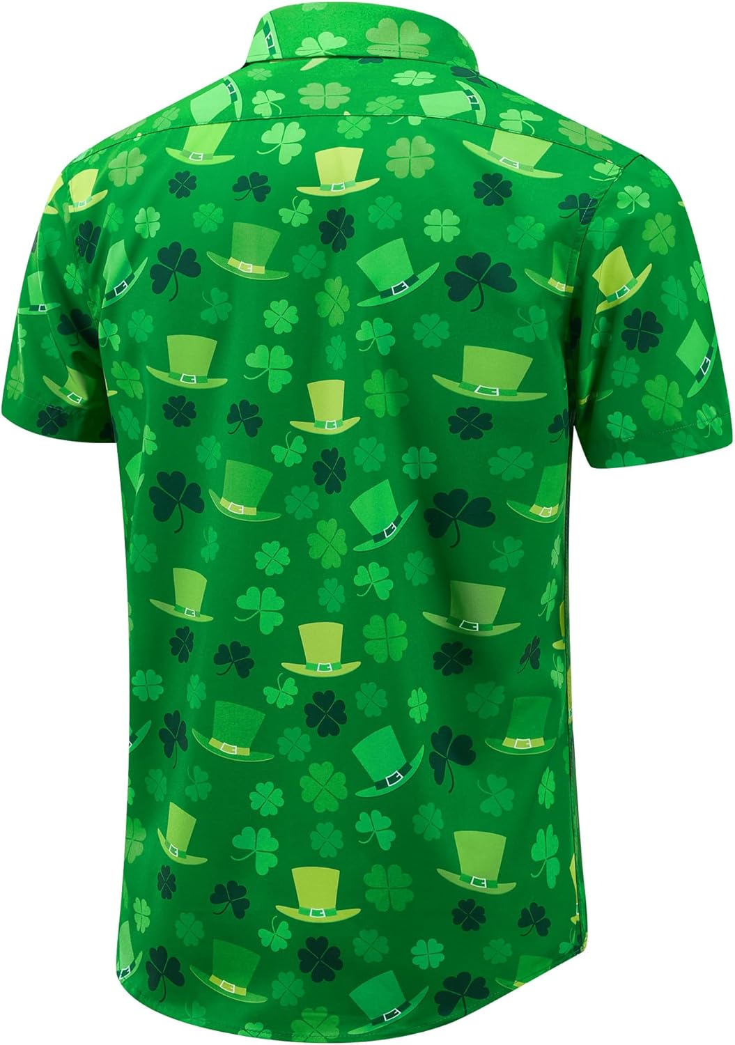 J&DHUASHA Mens St Patrick's Day Shirt Shamrock Irish Printed Green Clover Hawaiian Button Down Short Sleeves Shirts - Image 3