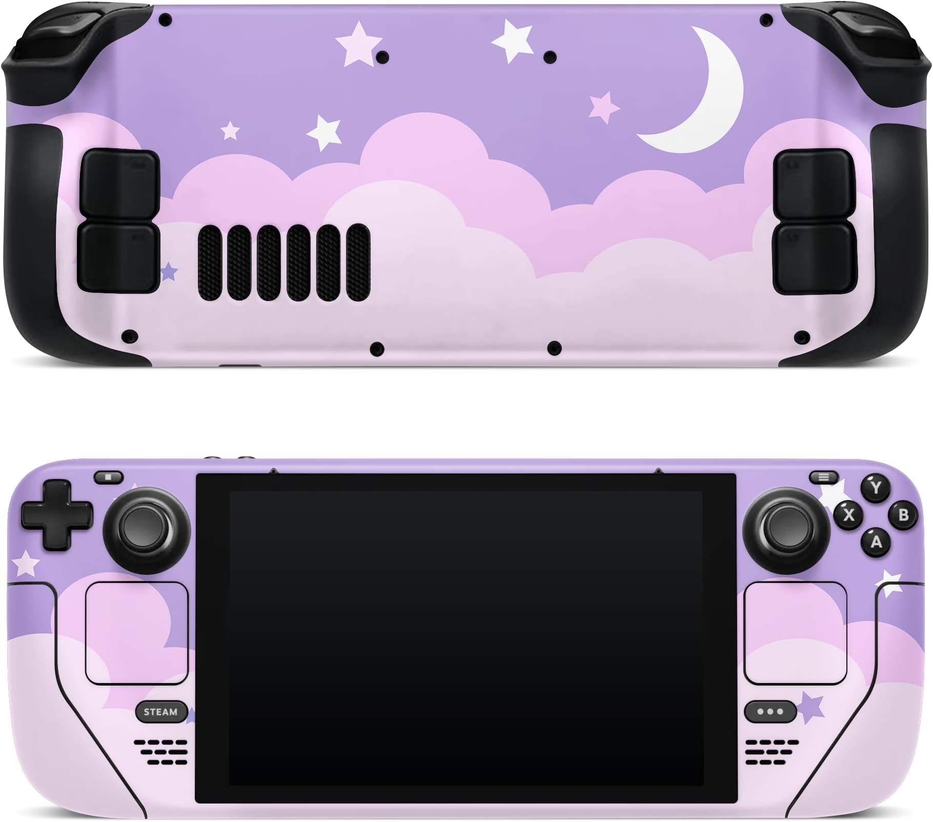 ZOOMHITSKINS Compatible with Steam Deck Skins, Pastel Purple Moon Star Cloud Kawaii Anime Cute, Protective Skin Wrap Set for Valve Steam Deck Accessories, Durable 3M Vinyl Decal, Made in The USA