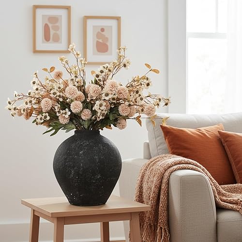 Miniatura 7 de Arreglos florales de seda beige para decoración del hogar, centros de mesa florales grandes para mesas, 22 tallos largos de madres falsas +
