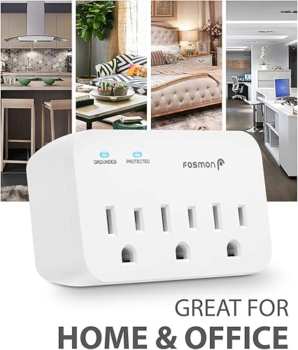 Miniatura 7 de Fosmon Protector contra sobretensiones para refrigerador, Protector contra sobretensiones para electrodomésticos de servicio pesado de 3 tomas con