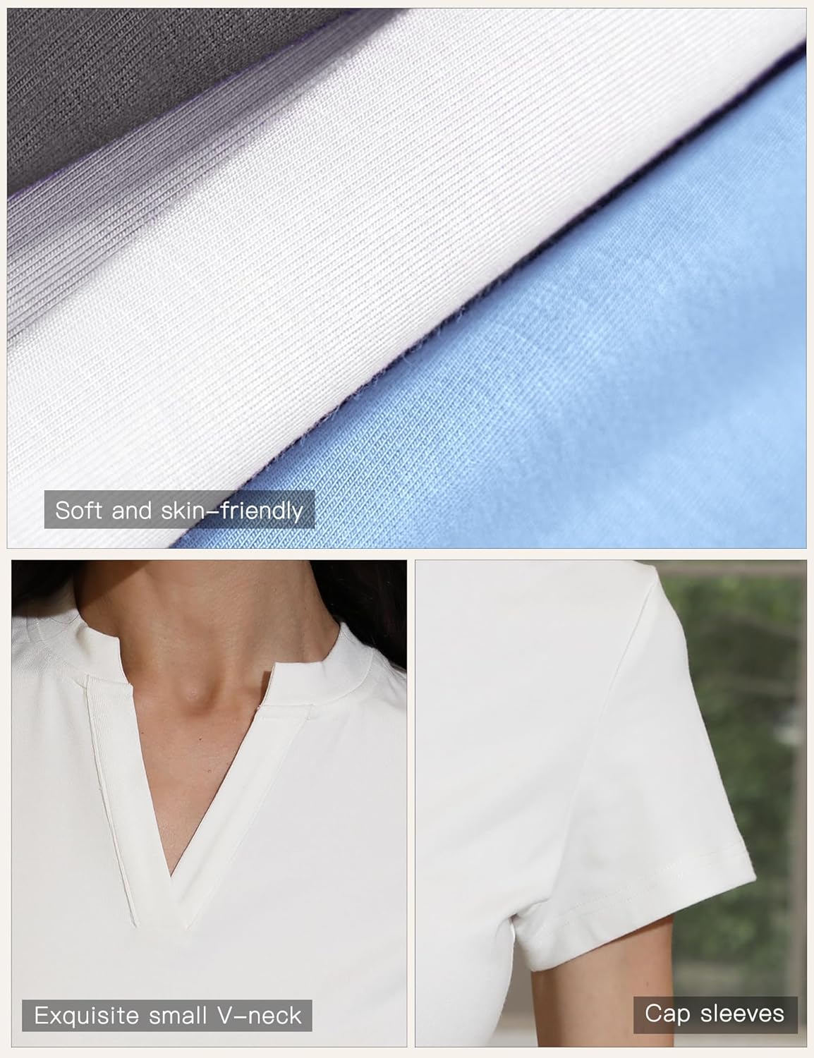 Women's V Neck T-Shirts 2025 Trendy Summer Short Sleeve Casual Tees Slim Fit Basic Tops for Work - Image 6