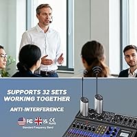 Vista 7 de HOTEC Audífono inalámbrico UHF/Micrófono de solapa Lavalier con transmisor de cuerpo y receptor recargable mini de 6.35 mm de salida para vlogging