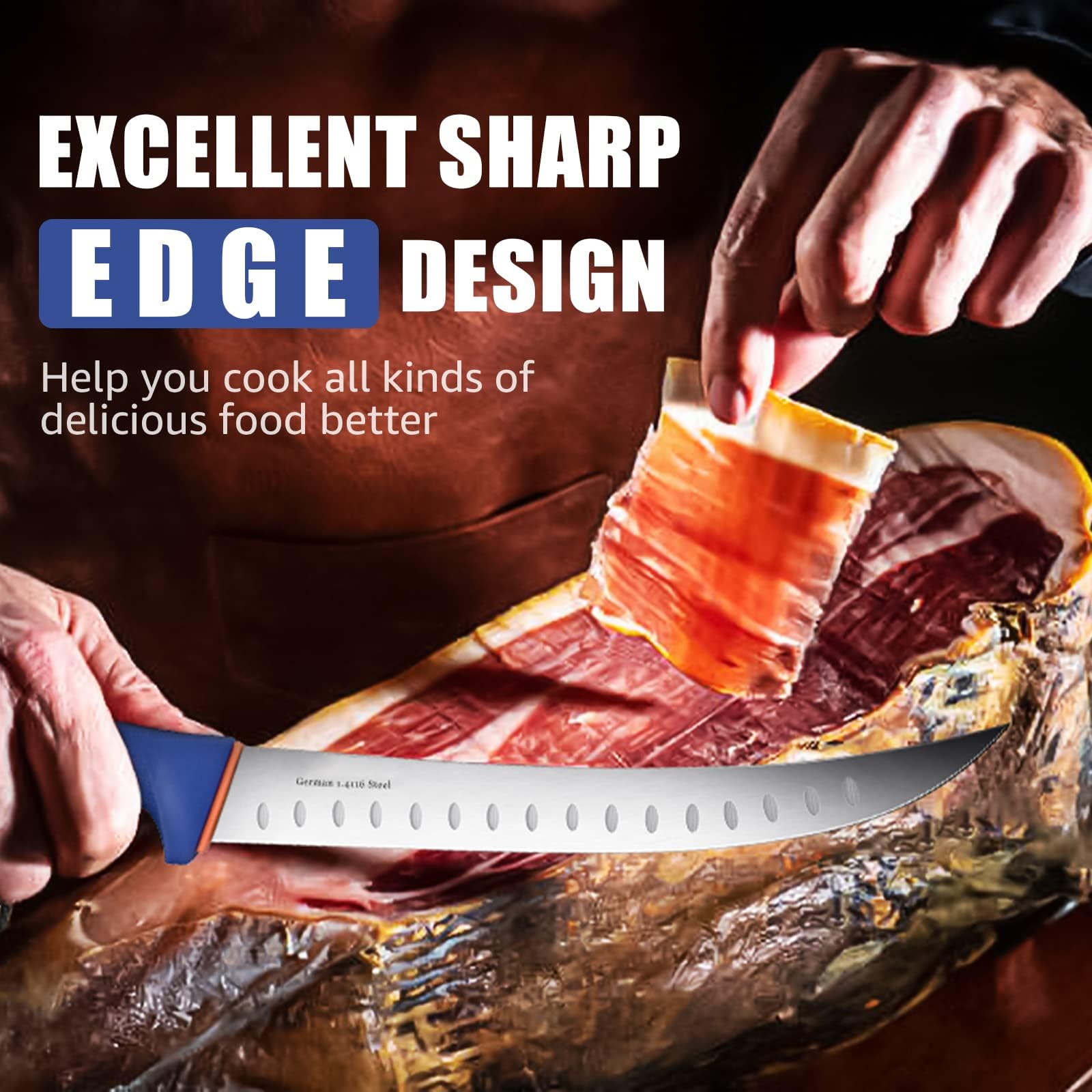 DRAGON RIOT Cuchillo chef profesional, cuchillo deshuesador, cuchillo jamonero para cortar carne