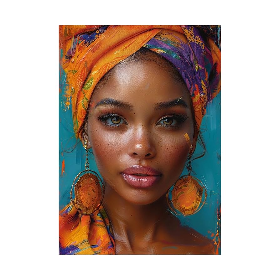 絵画　アート　美術作品　アフリカの女性 アフリカ系アメリカ人の絵画 アフリカの女王 オリジナルアート