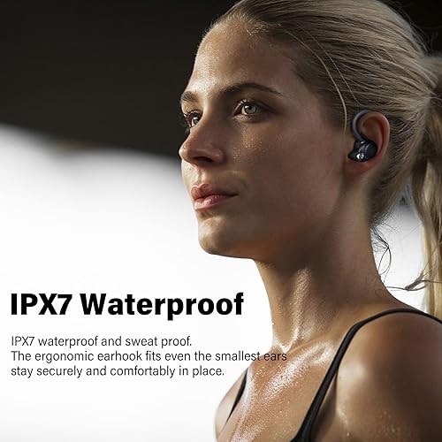 Miniatura 3 de Auriculares de entrenamiento Bluetooth sobre la oreja con sonido de 0.512 in de bajo premium, IPX7 impermeable auriculares inalámbricos para correr