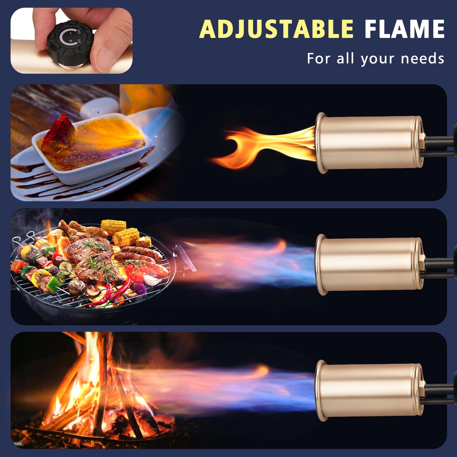 ARTFLAMM Linterna de propano con modo turbo, pistola lanzallamas con bloqueo de seguridad, pistola de soplete para cocinar, cabezal de antorcha de cocina para parrilla, filetes, barbacoa, encendedor