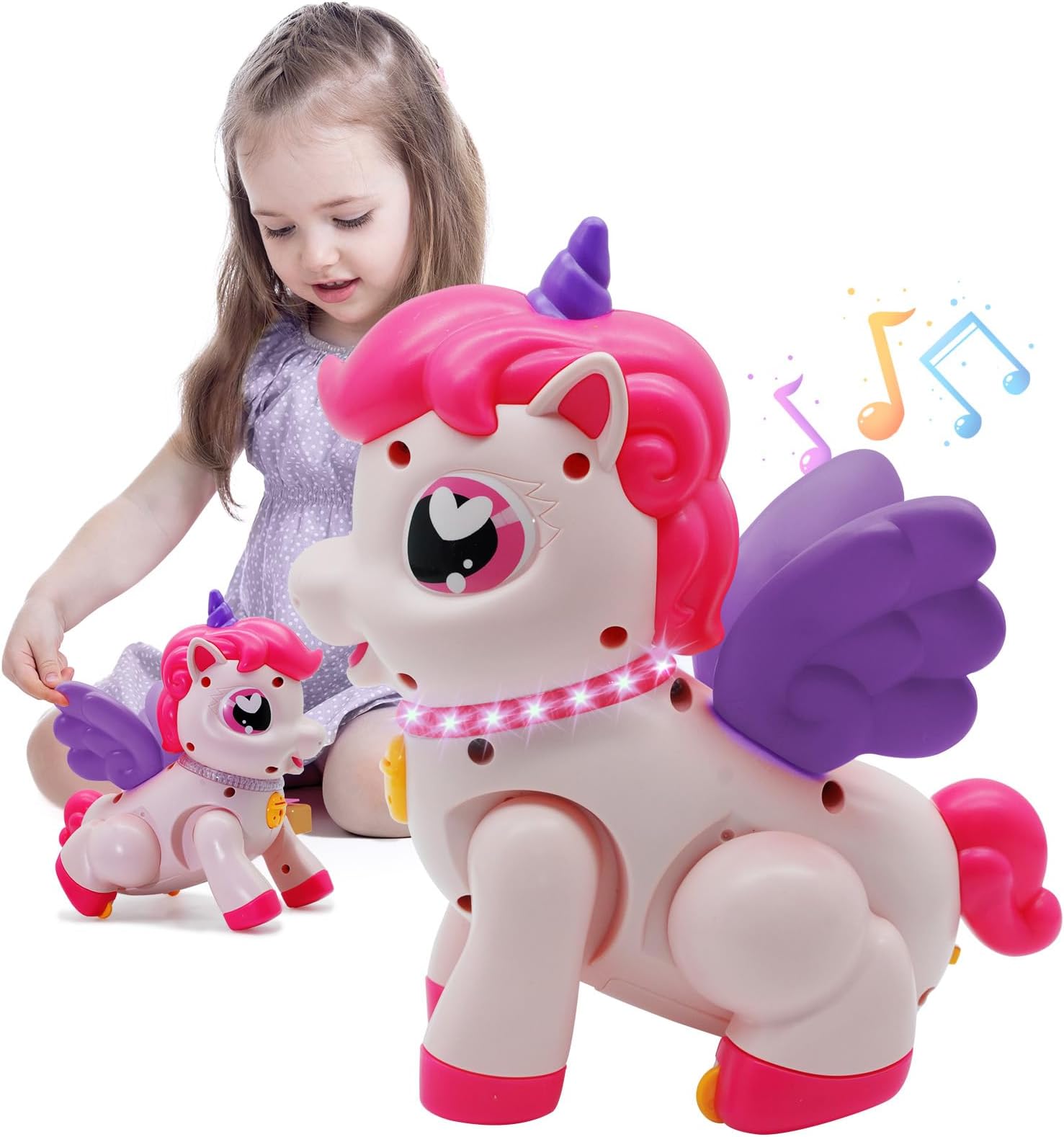 HAPTIME Unicorn Toys for Girls - Interactive Kids Toys w/Music and Light, Ages 2-4, Perfect for Christmas Stocking Stuffers