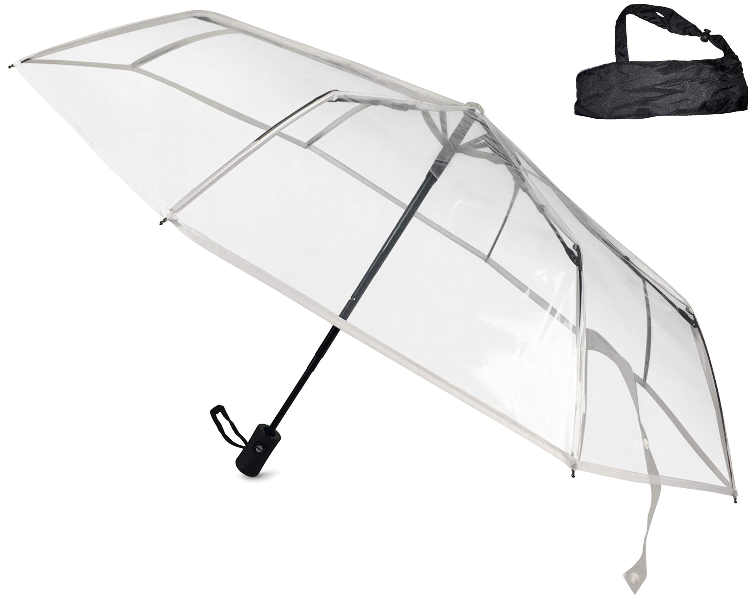 Parapluie pliable transparent, blanc transparent, Ø98 cm - faltbar