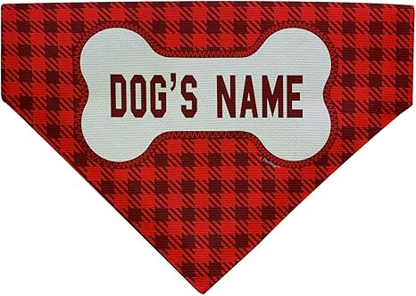 Plaid dog bandana with name Clearance