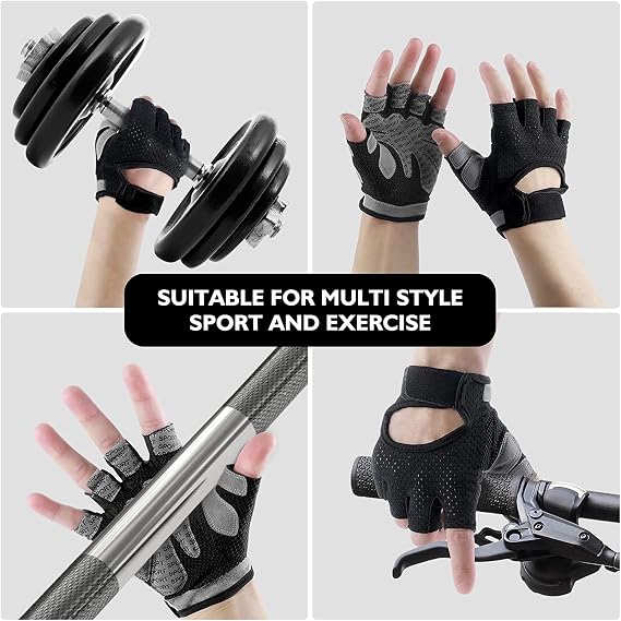 Weight Lifting Gloves for Men Women Gym Half-Finger Glove with Anti Slip Palm Hand Protection for Workout Training, Fitness, Hanging, Pull up, Cycling, Exercise