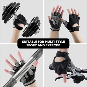 Weight Lifting Gloves for Men Women Gym Half-Finger Glove with Anti Slip Palm Hand Protection for Workout Training, Fitness, Hanging, Pull up, Cycling, Exercise