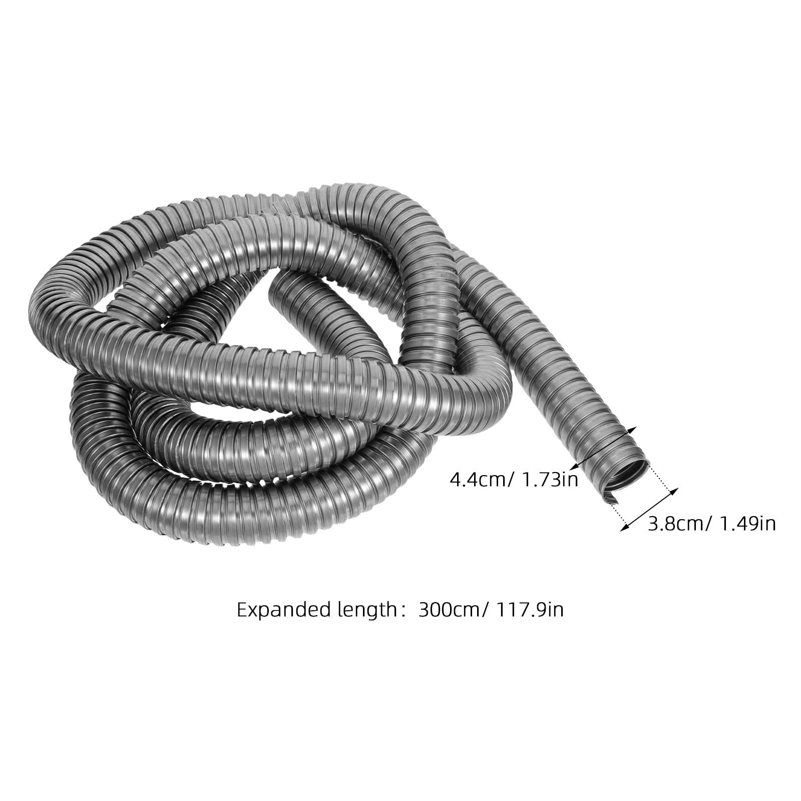 LALAFINA Tubo Flexible Corrugado de Acero Inoxidable 304, Conducto de Cableado Exterior 3,8 Cm X 3 M, Funda Protectora Resistente a Impactos para Cables Eléctricos en Iluminación