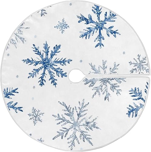 Miniatura 7 de Falda de árbol de Navidad, adornos de copo de nieve dorados, tapete de árbol de Navidad para decoraciones de fiesta de vacaciones de 36 pulgadas