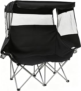 East Oak Double Chair with Canopy 500 lbs Heavy Duty, Blue