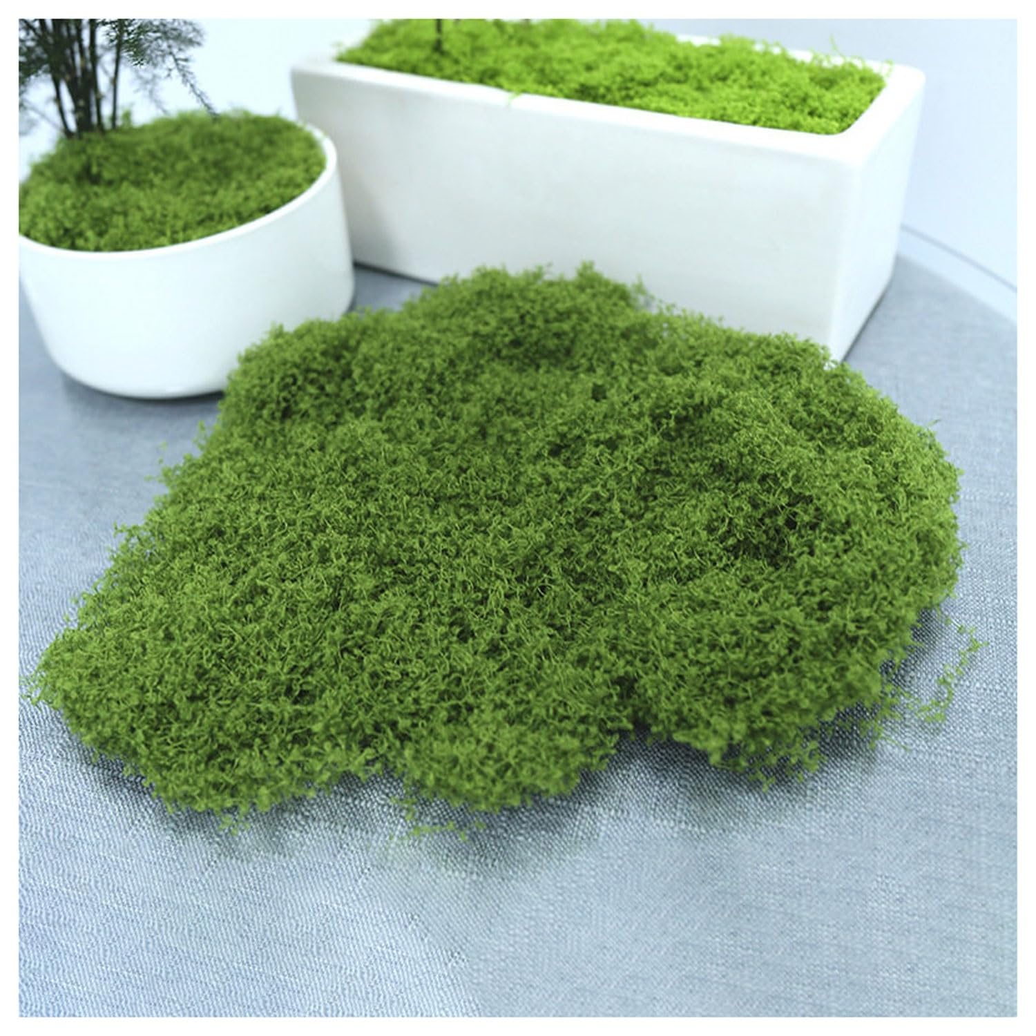 DIWAL Fake Moss for Crafts, Dark Green Artificial Decorative Light Green and Dark Green Faux Moss DIY Fairy Garden Decor for Indoor Decor(100g)