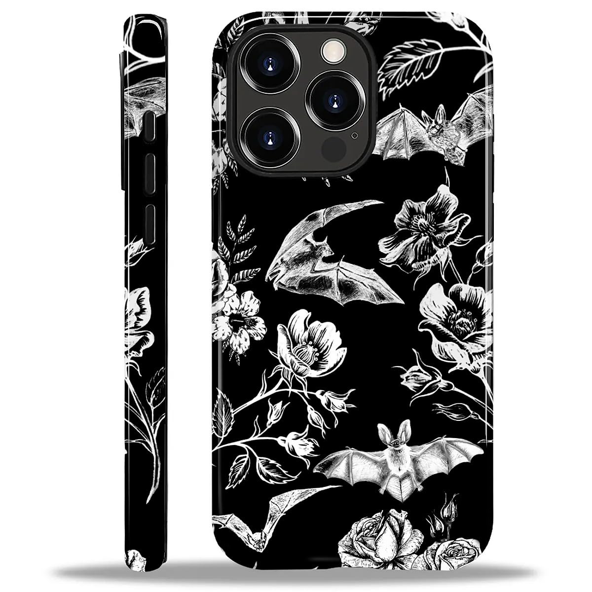 MQJCYB Case for iPhone 12 Pro Max, Hybrid Heavy Duty 2 in 1 Full Body Rugged Shockproof Protection Glossy Case for iPhone 12 Pro Max - Dark Gothic