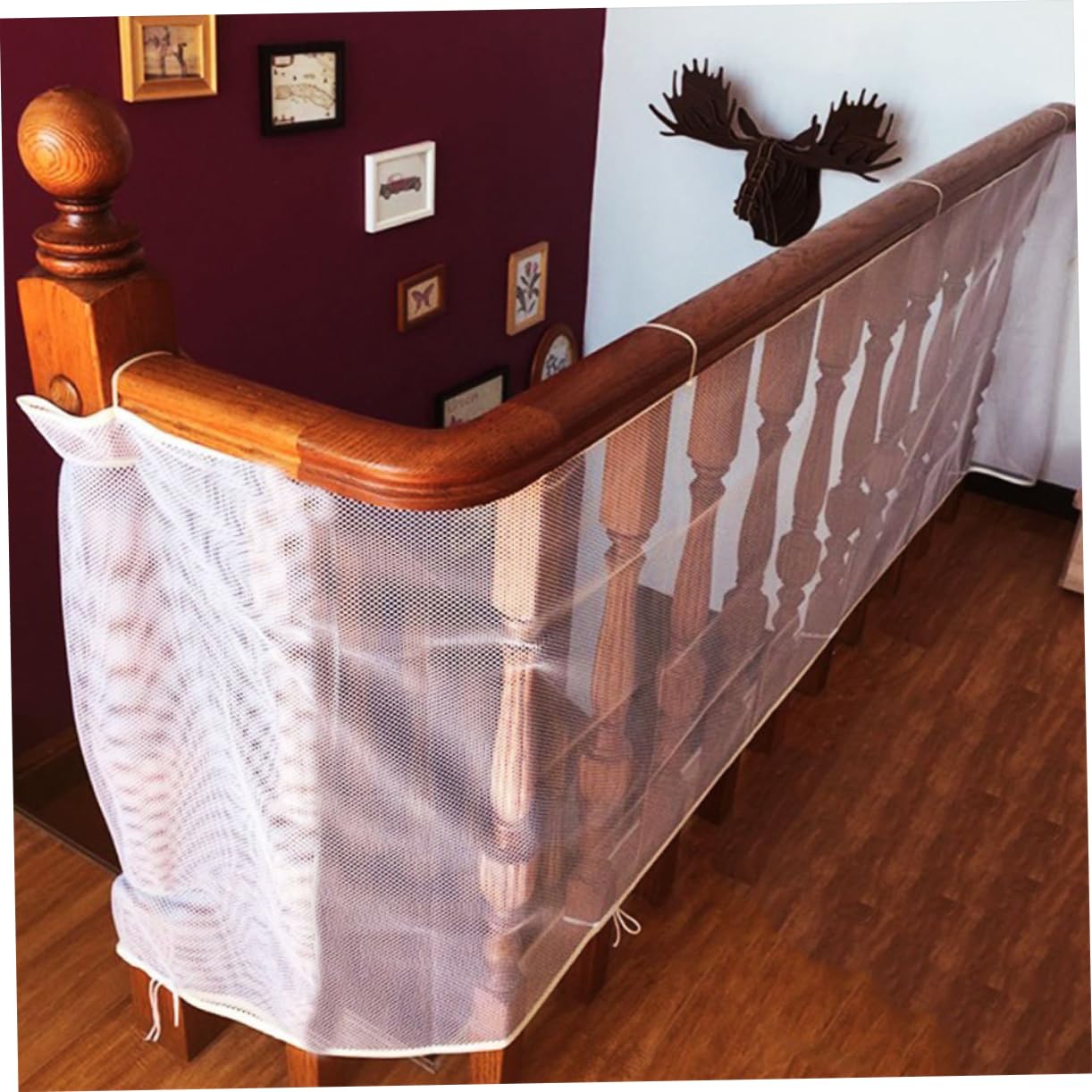 IWOWHERO Banister Railing Guard for Boys and Girls 200x74cm Safety Net for Stairs High Density Baby Railing Guard Easy Install Child Proof Mesh