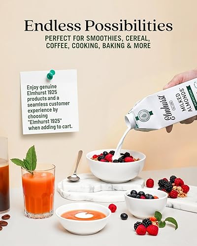 Miniatura 4 de Elmhurst 1925 Leche de almendras sin azúcar, 32 onzas (paquete de 6)