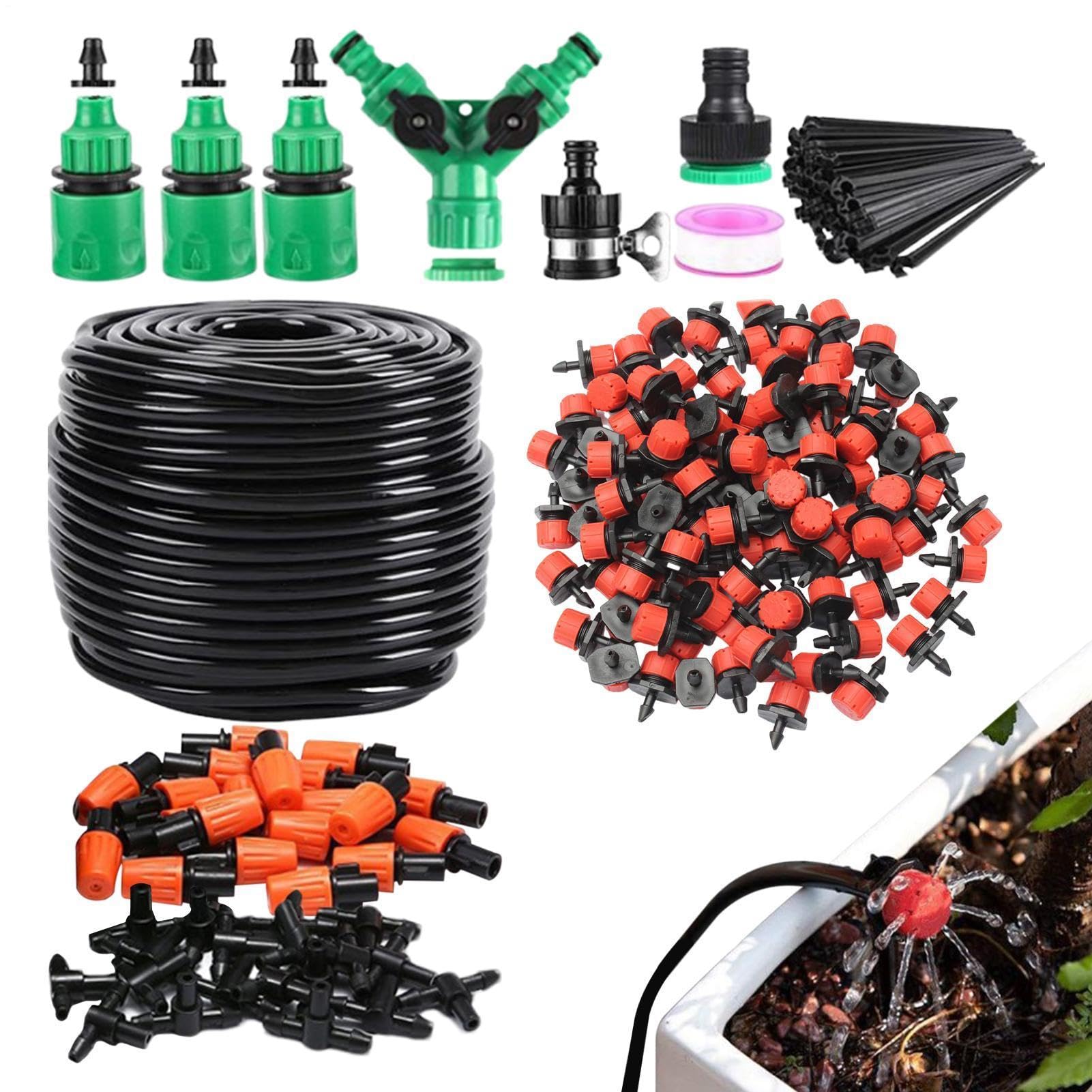 de riego por - Kit de riego automático de 164 pies | Kit de aspersor para plantas de jardín, invernadero vegetal con descuento hidratación, agrícola de césped