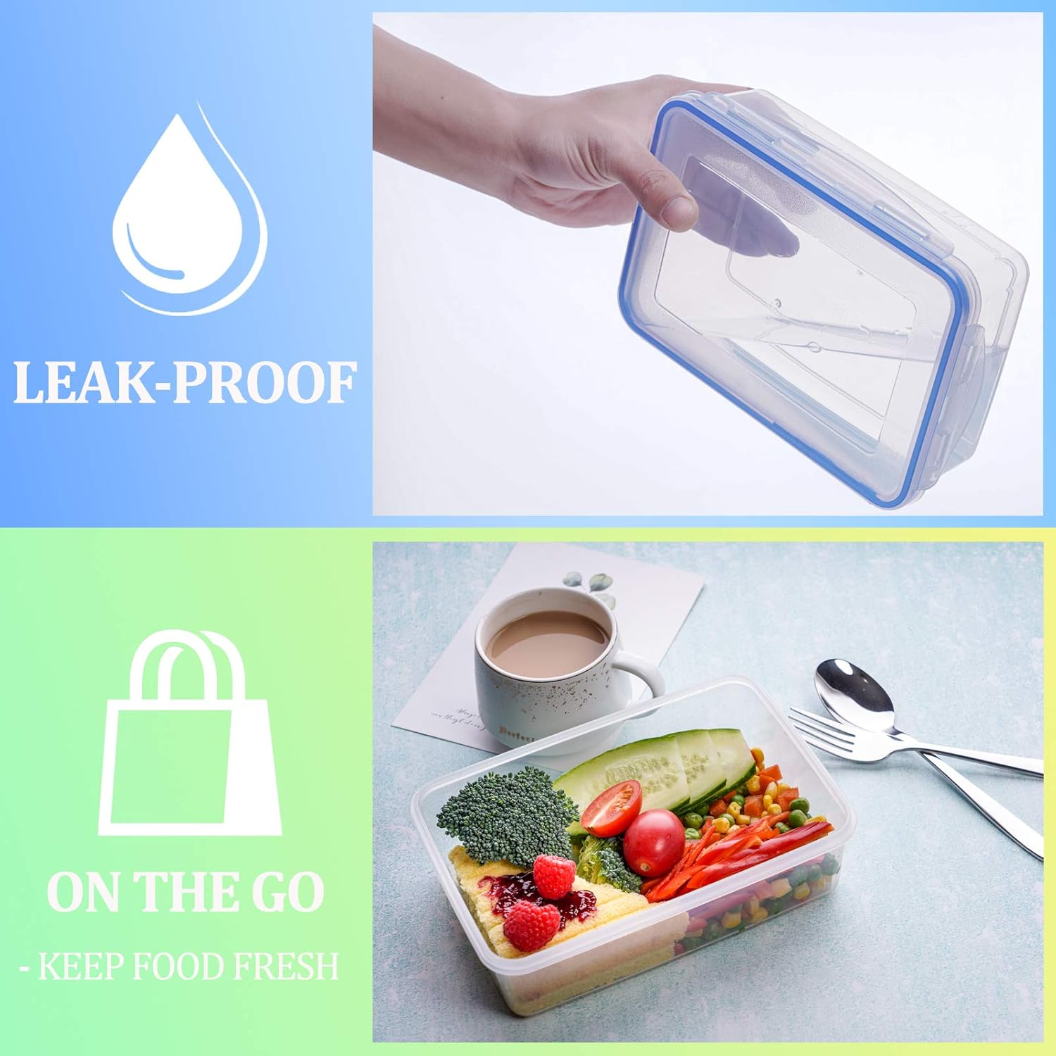 44 Pcs Large Food Storage Containers Set,Airtight Plastic Food Containers with Snap Lids,Leak Proof Food Containers with Lids,Plastic Storage Containers with Lids,Lunch&Leftover Storage Bowl-BPA Free : Everything Else