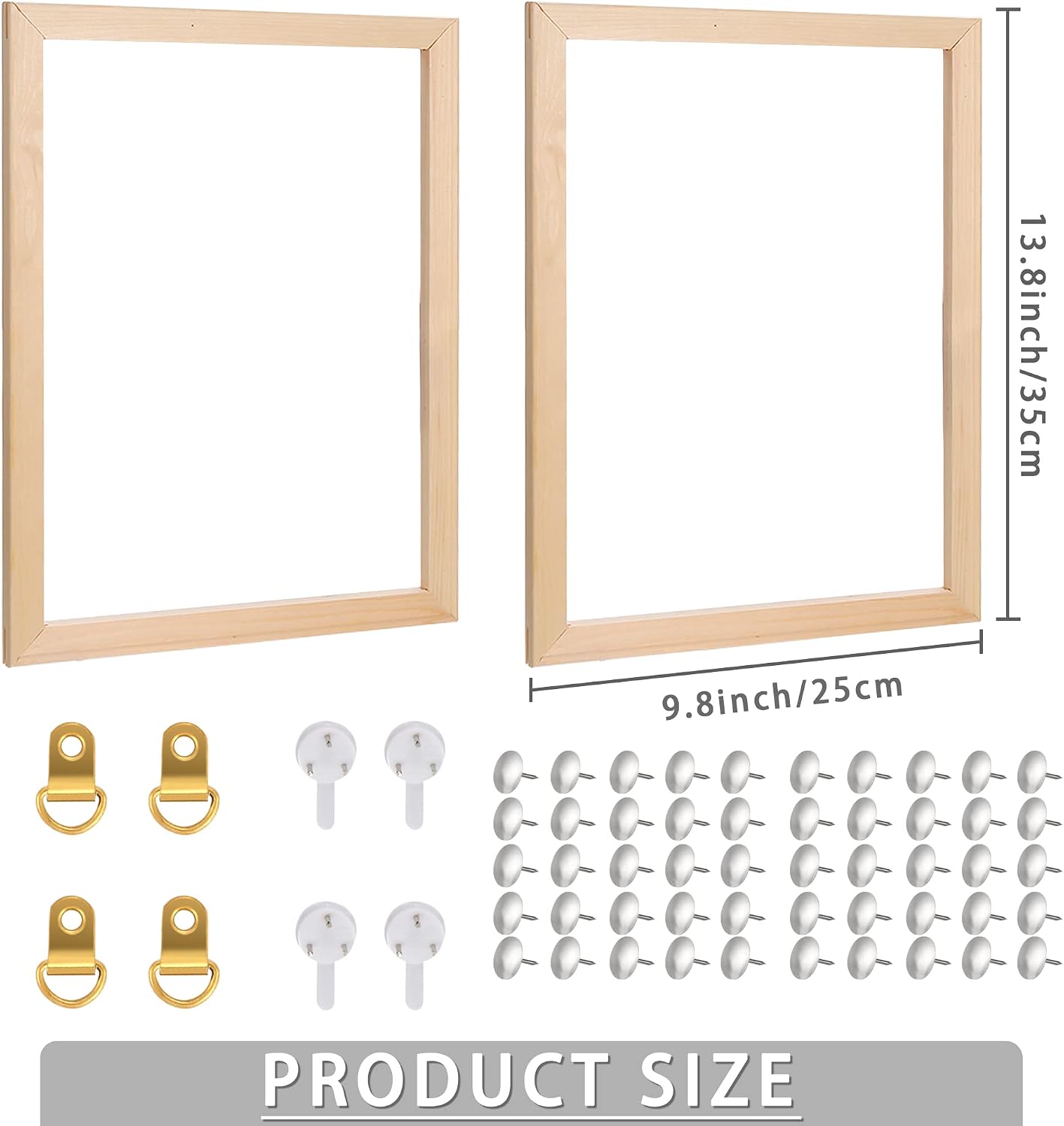 Caydo 2 Pack Canvas Stretcher Bars, 9.8 x 13.8 Inch Wooden Removable Canvas Frame for Oil Paintings, Prints, Paint by Numbers & Poster