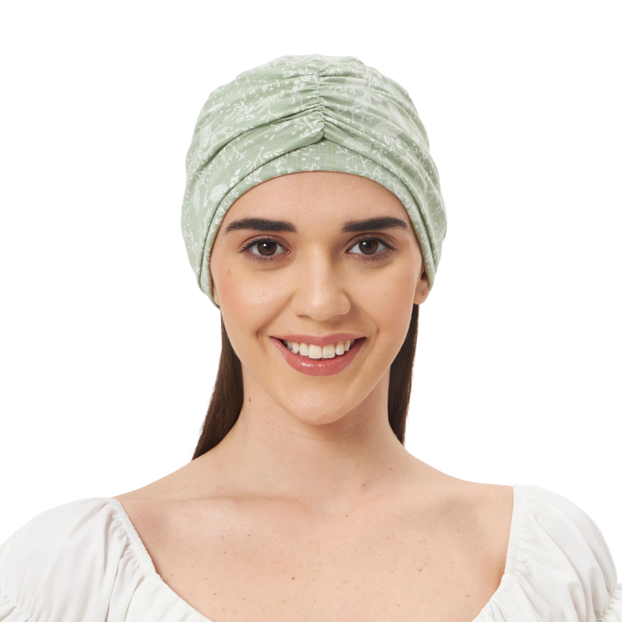 Beautifull Printed Bamboo Viscose Beanies with Rouched Band for Women's Chemo (HS119_Multicolor)-image-16