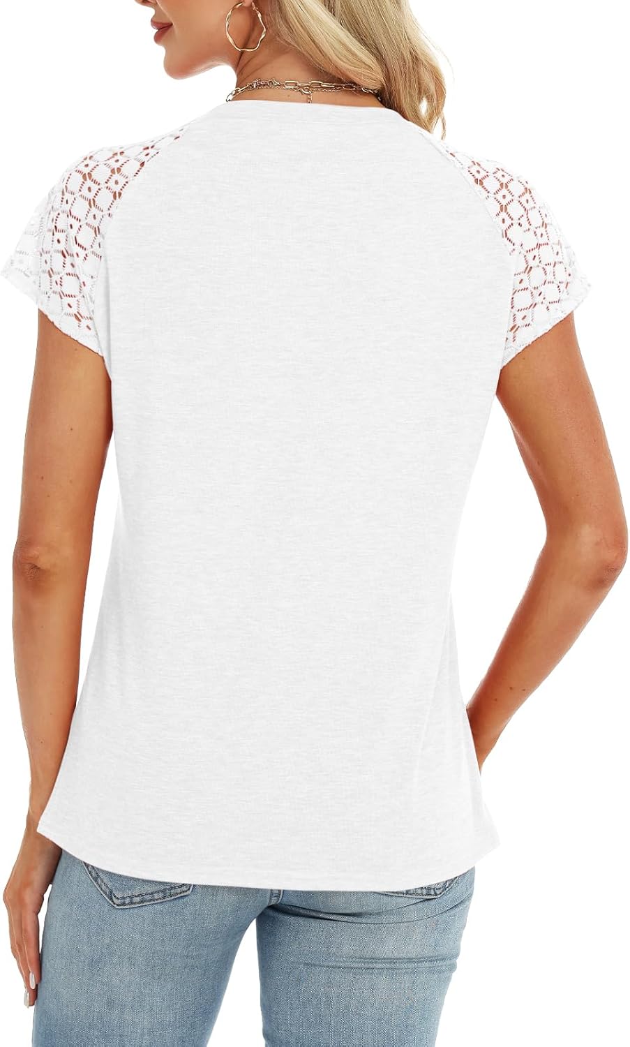 Womens Tops Casual Dressy Lace Summer Tee 2026 Short Sleeve T Shirts Cute Basic Trendy Blouses Fashion Outfits - Image 4