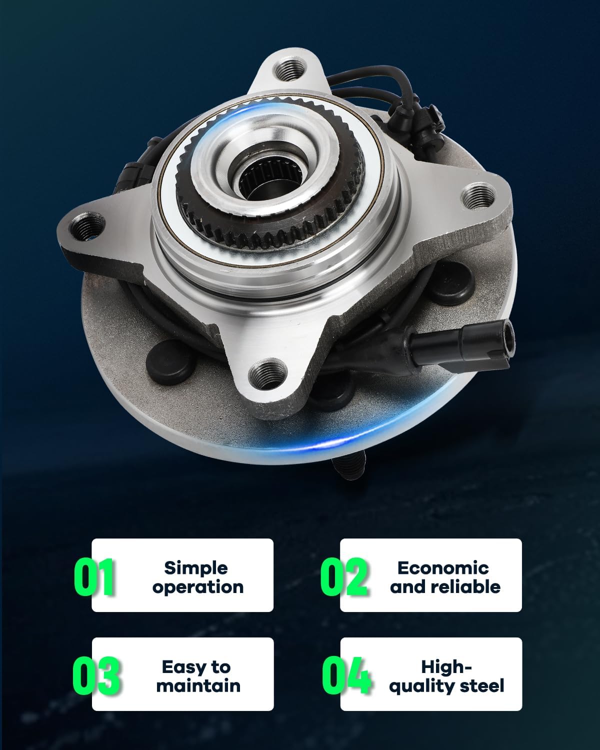 SCITOO Wheel Hub Wheel Bearing Assembly Front 515043 fit 2003-2006 for Ford Expedition 2003-2006 for Lincoln Navigator 6 Lugs Wheel Hub Bearing Assemblies W/ABS 1pc Only for 4WD