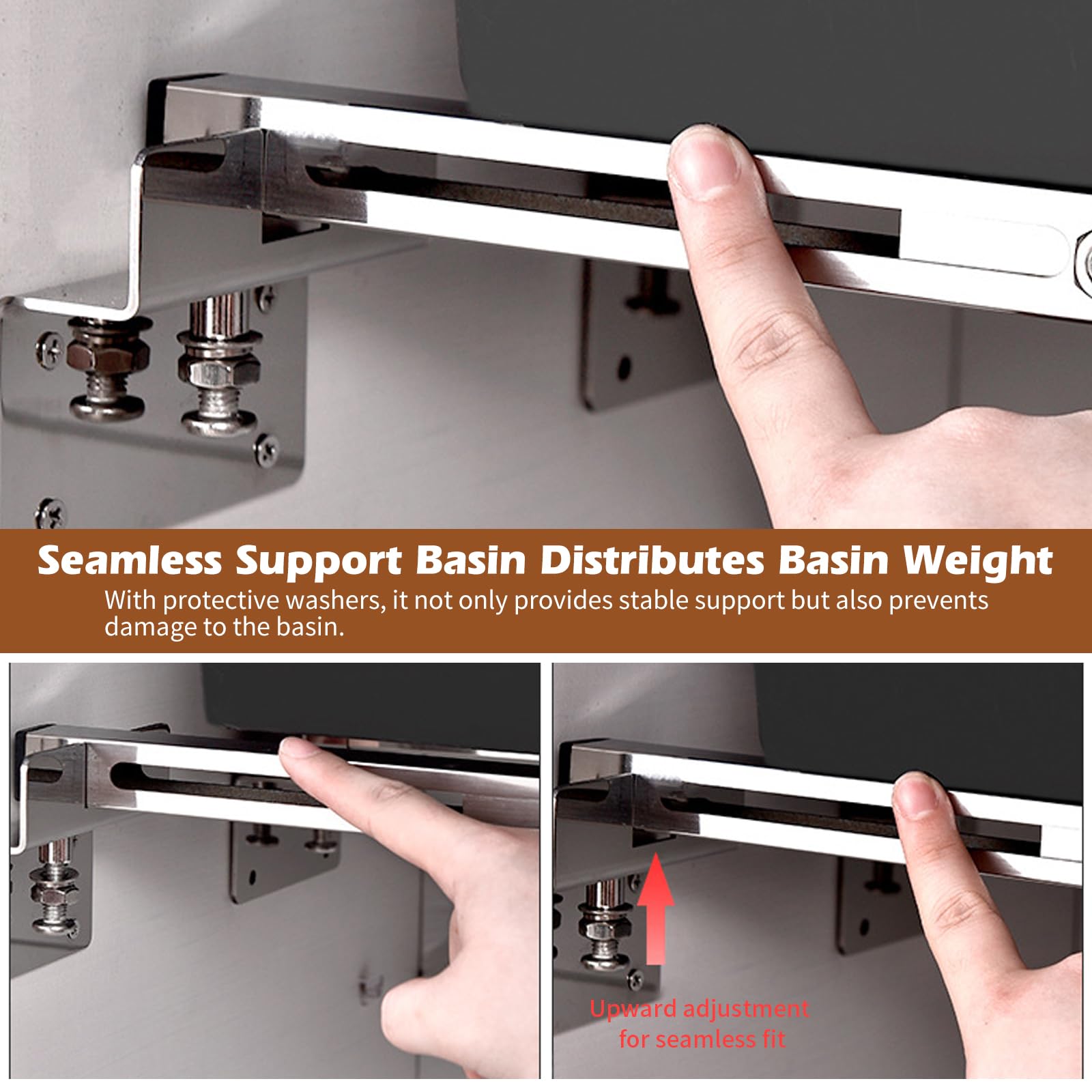 Supports d'évier réglables en acier inoxydable pour évier de cuisine lourd, supports d'évier encastrés, capacité de charge de 200 kg, supports d'évier encastrés (51-80 cm)