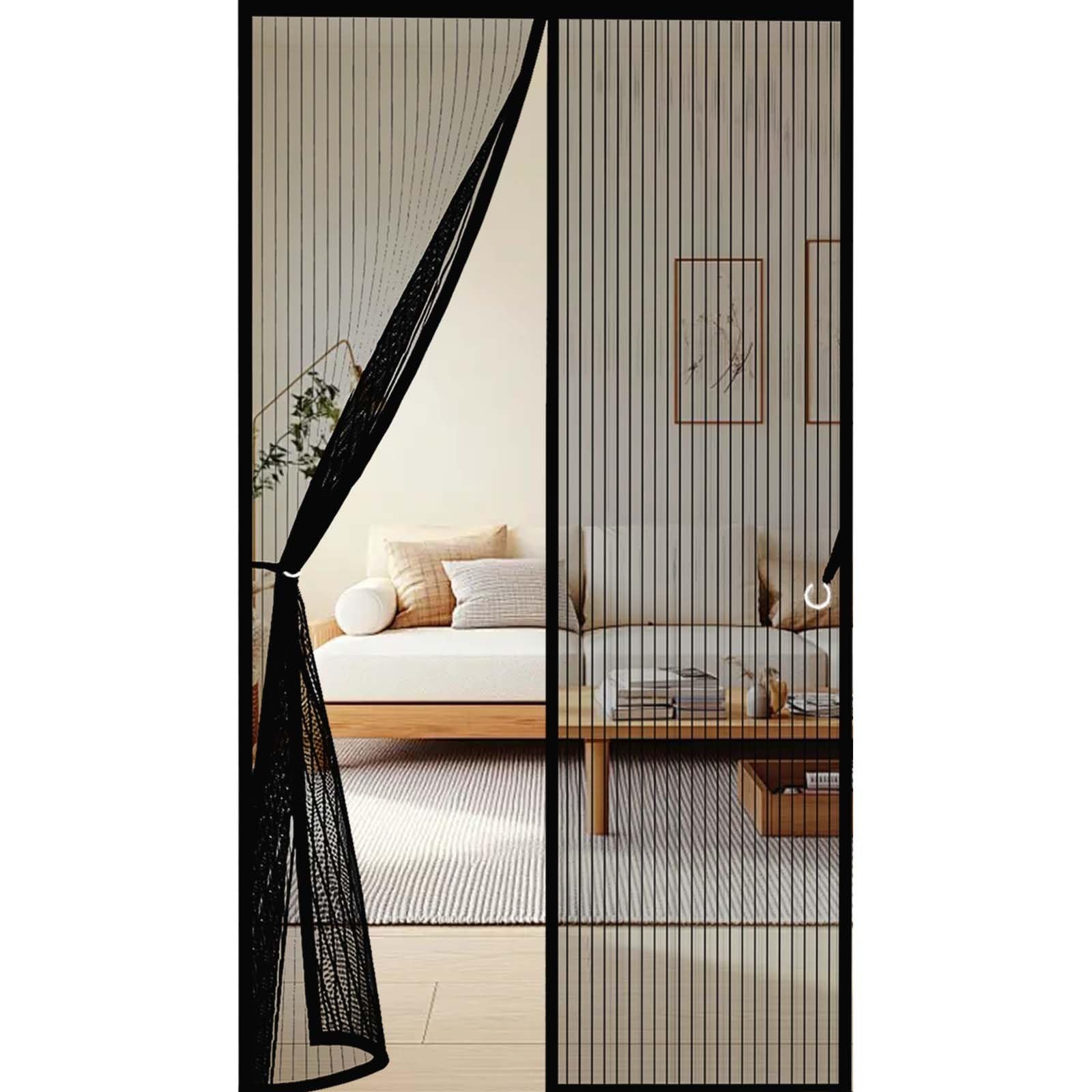 Feijdon Black Fly Curtains 118 X 204 Cm Durable, Keeps Bugs Out, Kid And Pet Friendly Magnet Fly Screen Door Insect Protection Hundreds Of Sizes, Lets Fresh Air In,