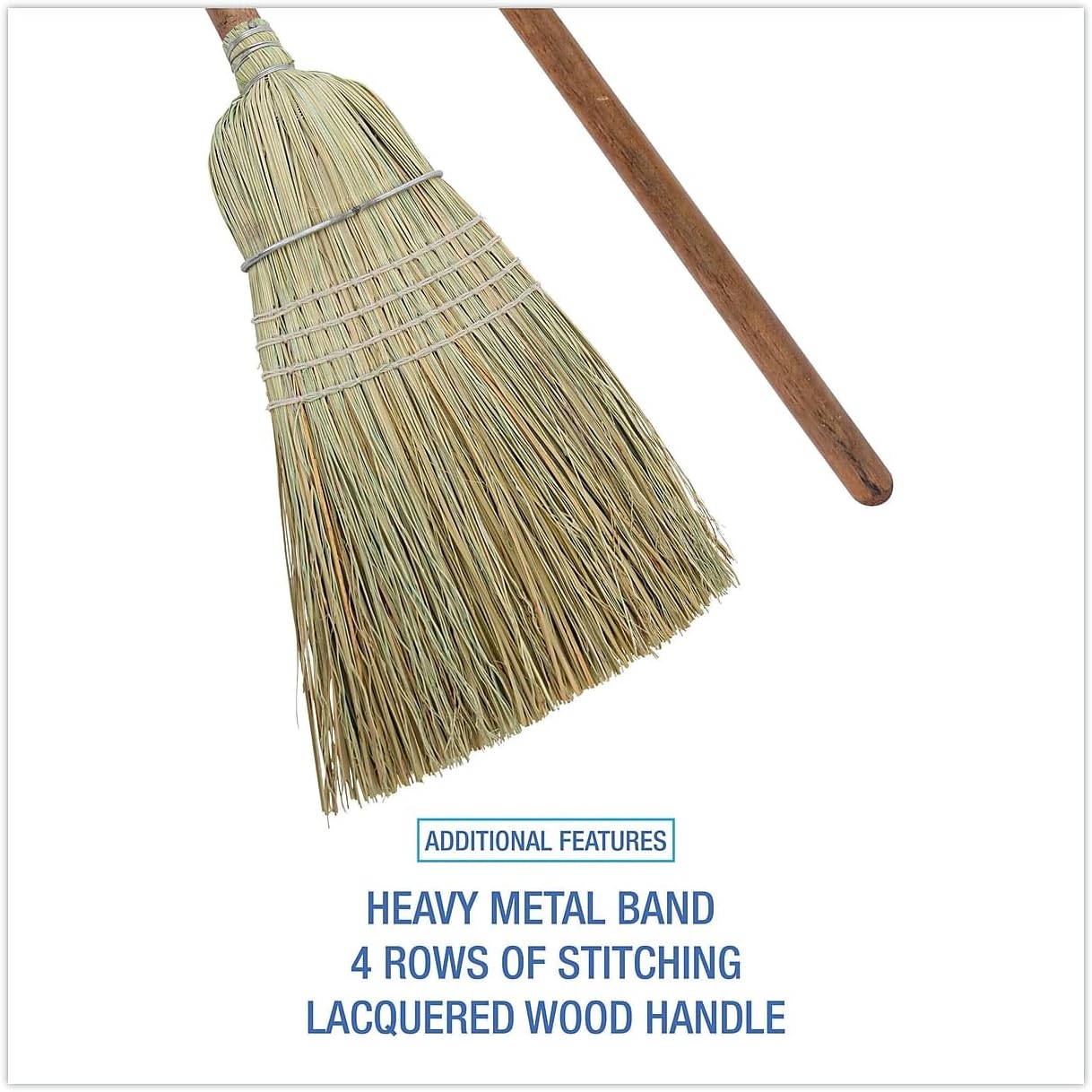 Boardwalk Corn/fiber Brooms, Corn/synthetic Fiber Bristles, 60" Overall Length, Gray/natural, 6/carton