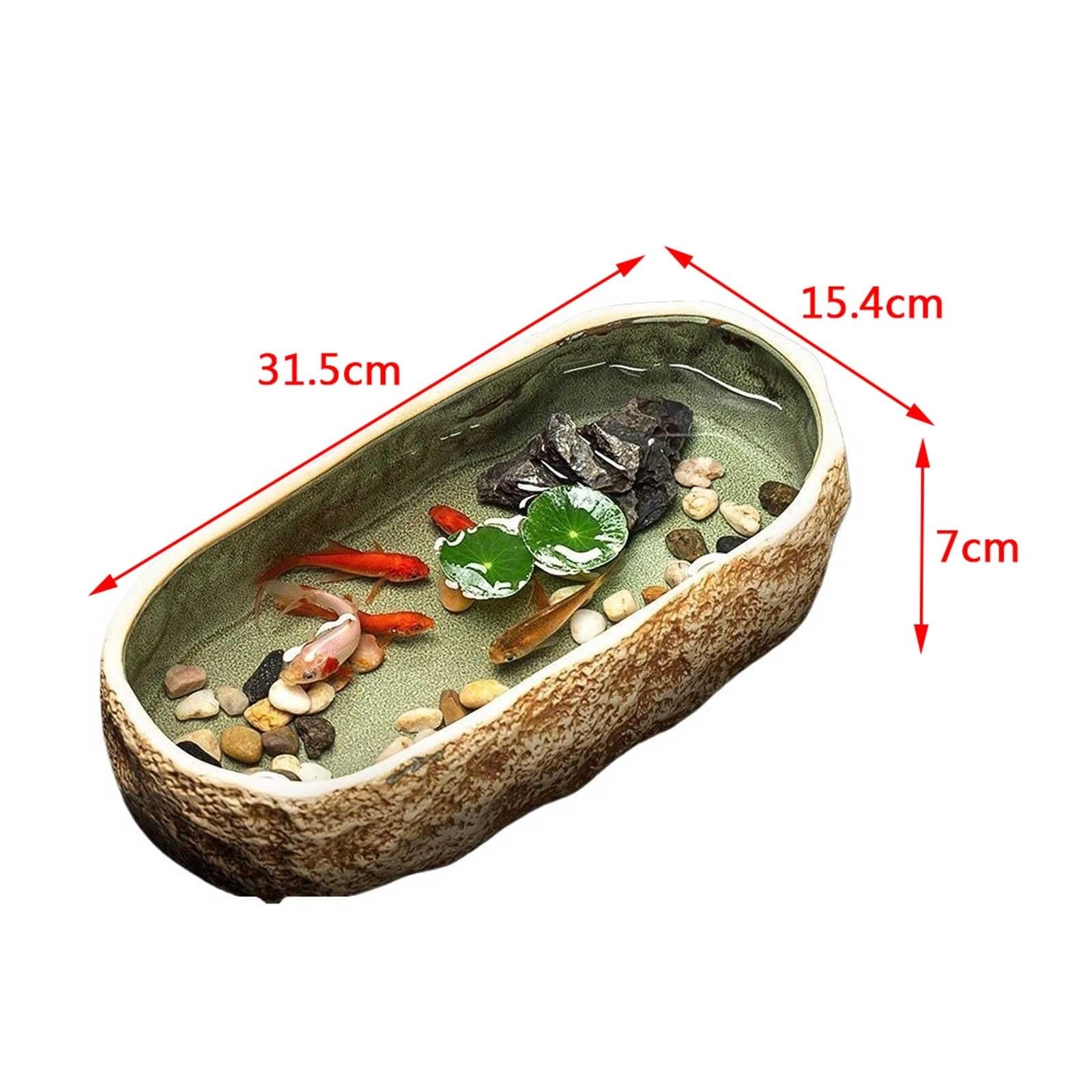 Acquario per Pesci Acquario in Ceramica Acquario for Tartarughe Bacino in Ceramica Casa Piccolo Vaso Decorativo in Ceramica for Fiori Acquari(Bruin)