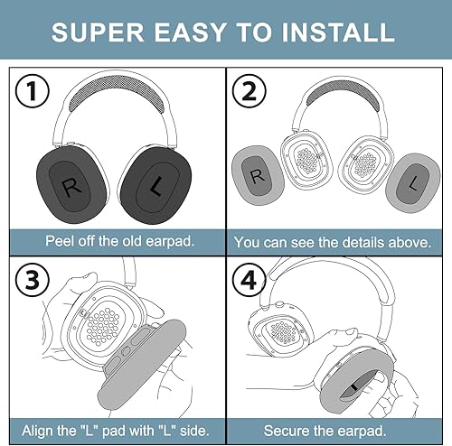 Miniatura 7 de SOPROM - Almohadillas para auriculares over-ear Airpod Max, fundas de repuesto con tela de malla duradera, espuma más suave - Azul marino Azul