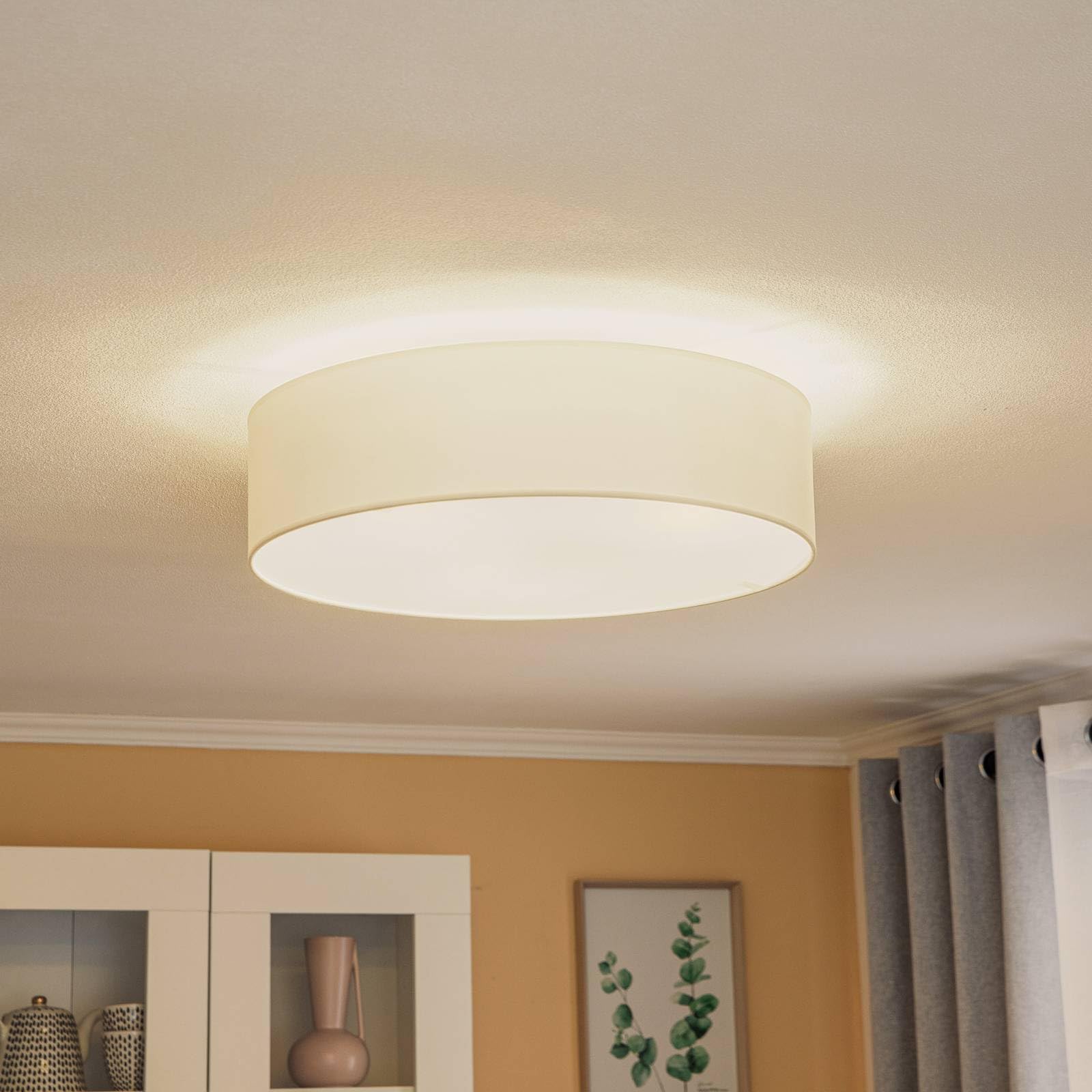 Euluna Deckenlampe Roller (Modern) in Creme aus Textil (3 flammig, E27) - Deckenleuchte Lampe Wohnzimmerleuchte