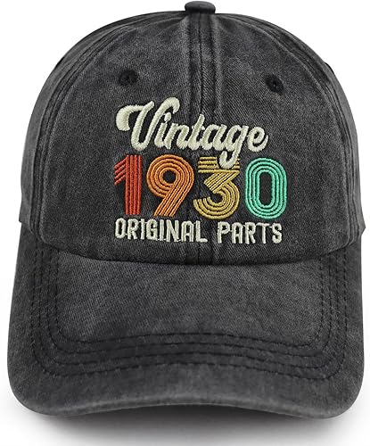 Gorras de béisbol vintage de 1933 con piezas originales para hombres y mujeres, ajustables, de algodón lavado, bordadas, 90 cumpleaños
