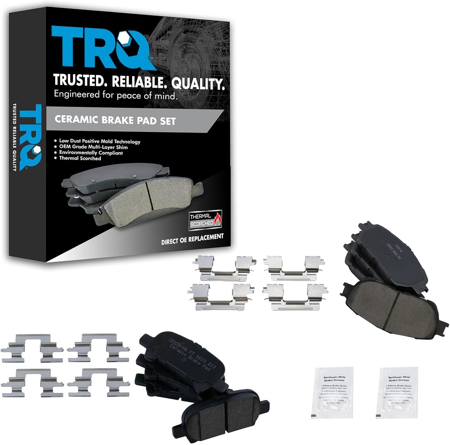 TRQ Ceramic Front and Rear Brake Pads (Vehicle Specific Fit)