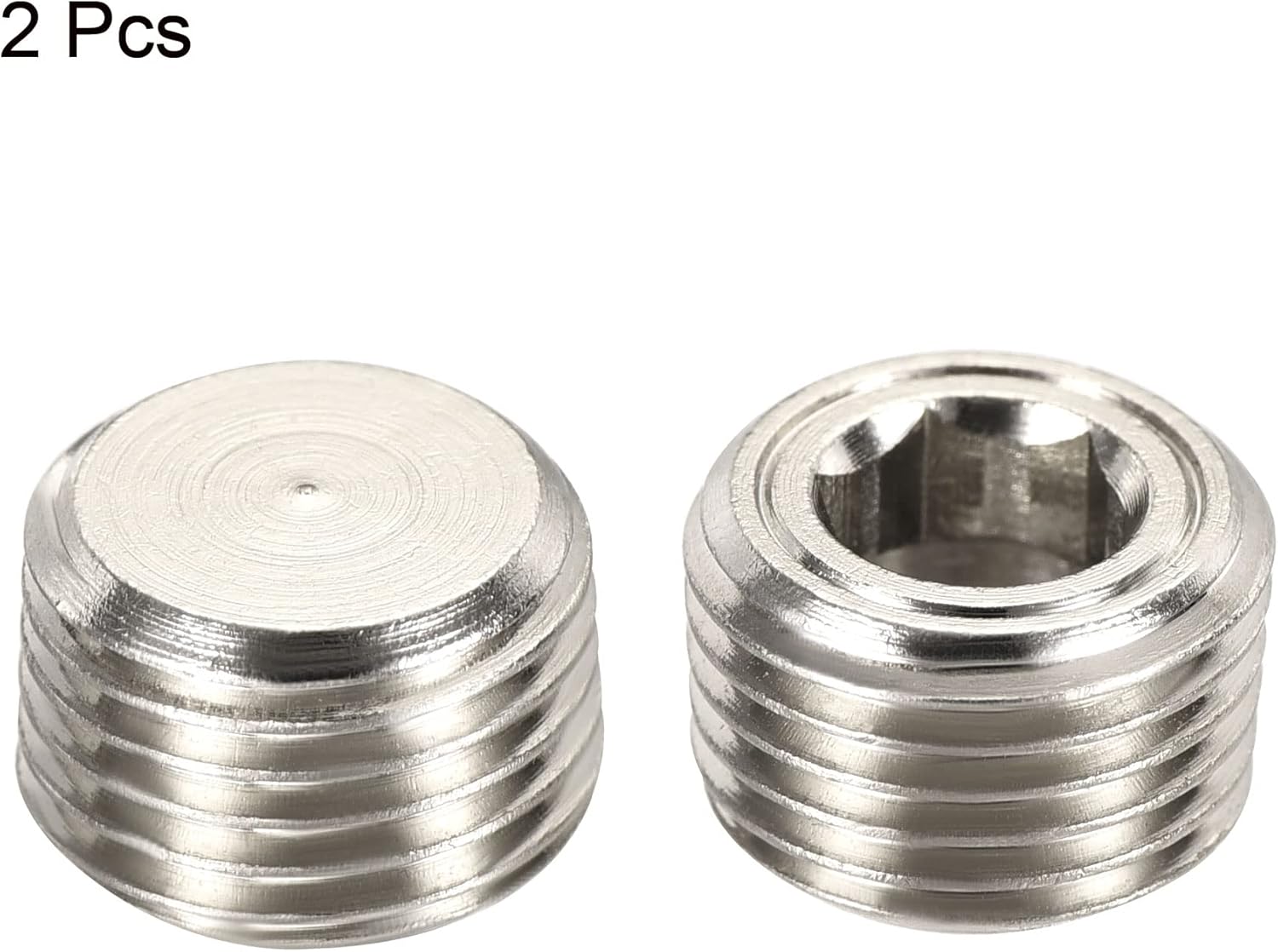 MECCANIXITY Brass Pipe Plug 1/8 NPT Male Thread Hex Internal Head Socket Fitting for Water Air Fuel Pipeline, Galvanized Pack of 2