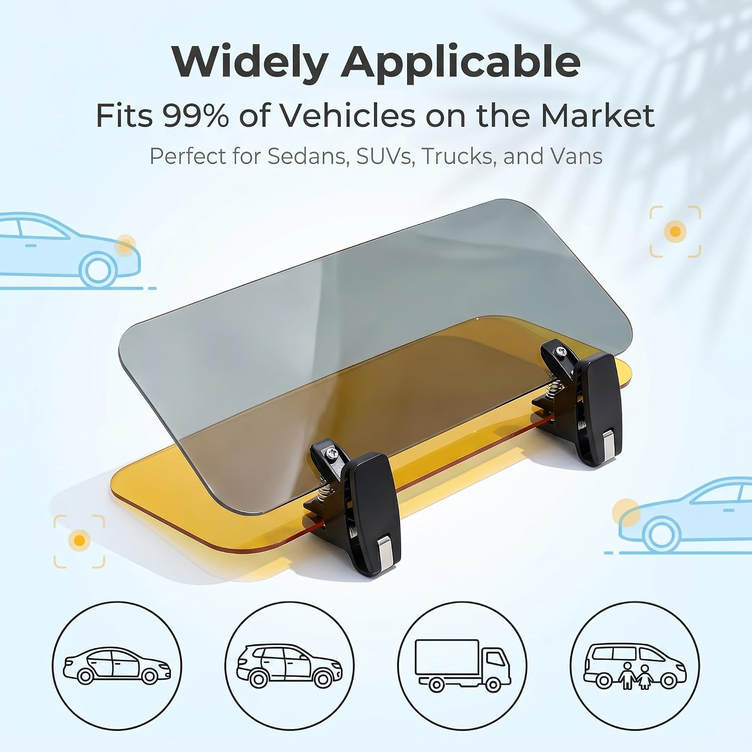 Car Sun Visor Extender, Day & Night Anti-glare Anti-dazzle Visor Goggle, Adjustable Flip-up Anti-scratch Windshield Sun Blocker, Safe Driving Visor Attachment for Most Cars (Yellow) image 5