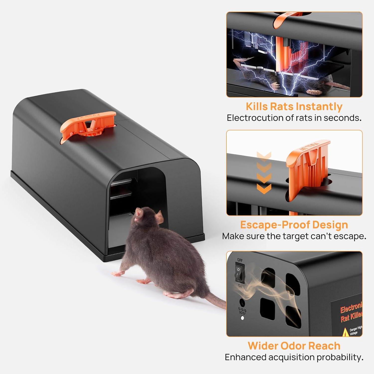 Electric Rat Trap,Mouse Traps with Automatic Lift Gate,Powerful Voltage Instantly Kills Rats and Mice,Humane Rodent Killing Solution,Upgraded Rodent Zapper for Home Basement Garage Office (1 Pack)