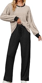 Blooming Jelly Womens Lounge Set Cute Long Sleeve Pajama Sets Casual 2 Piece Pj Outfit Fall Sleepwear Pockets
