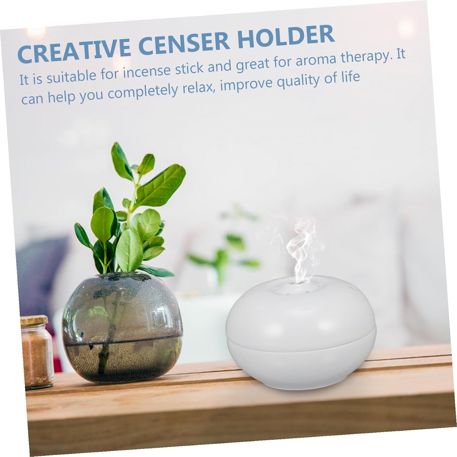 ULTECHNOVO Ceramic Incense Burner Holder Creative Censer with Ash Catcher White Small Handmade Zen Style for Home Decor and Aromatherapy
