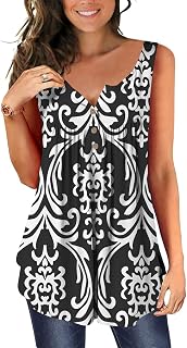 DASEIS Summer Tops, Oversized Loungewear Tops Women Classic Summer Sleeveless Coo Tops Pattern Buttons Cozy Shirt Womans Black