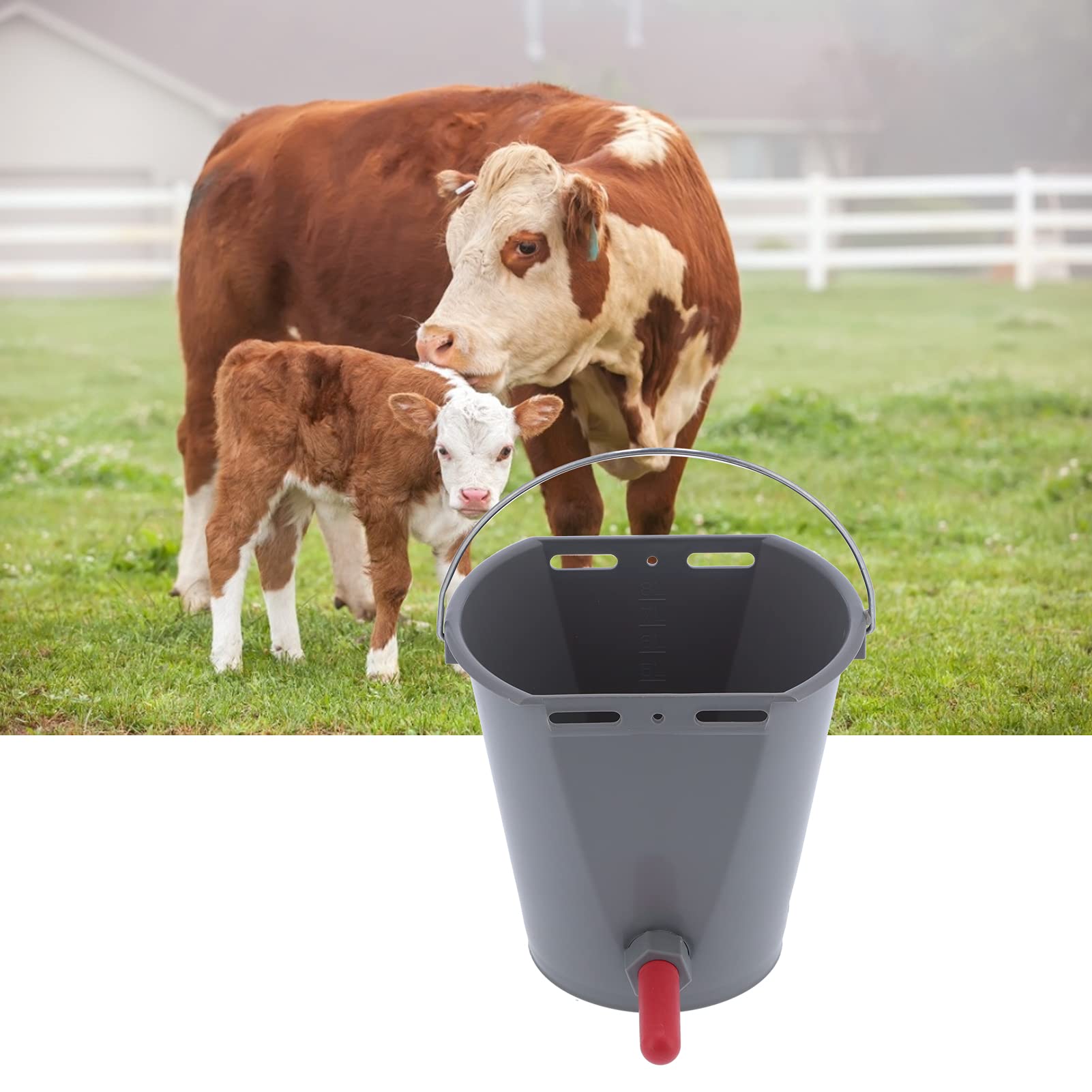 Tbest Mangiatoie, Mangiatoia in Plastica da 8 Litri e con Capezzoli Controlla l'attrezzatura per l'alimentazione per l'uso EskPer Vitelli (per bovini)