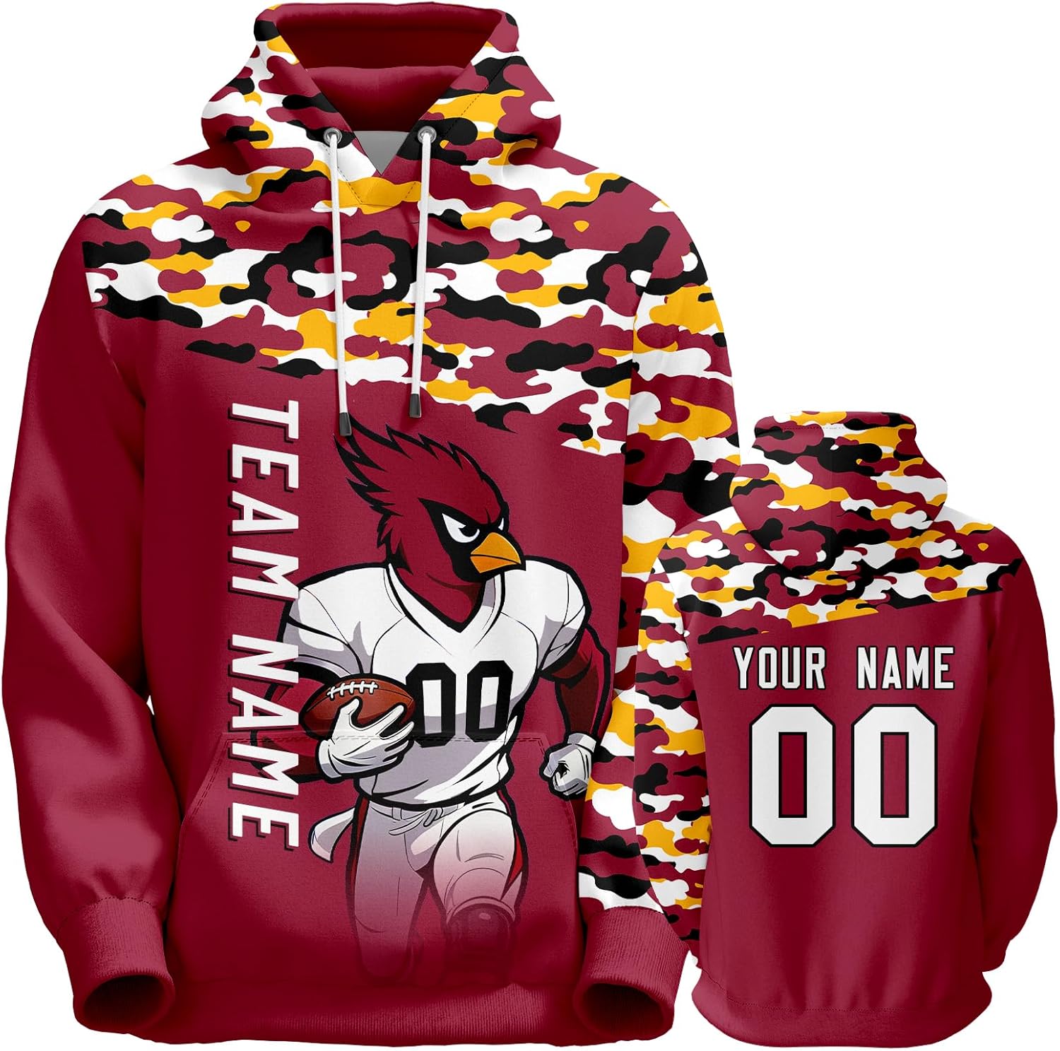 Custom Football Sweatshirts City Mascot Camo Personalized Fan Hoodies Gift Name & Number Pullover for Men Women Youth