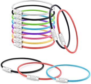 CooBigo 16-Pack 2mm Stainless Steel Coated Wire Keychain Loops - Durable Large Cable Key Rings for Keys, Luggage & Tools