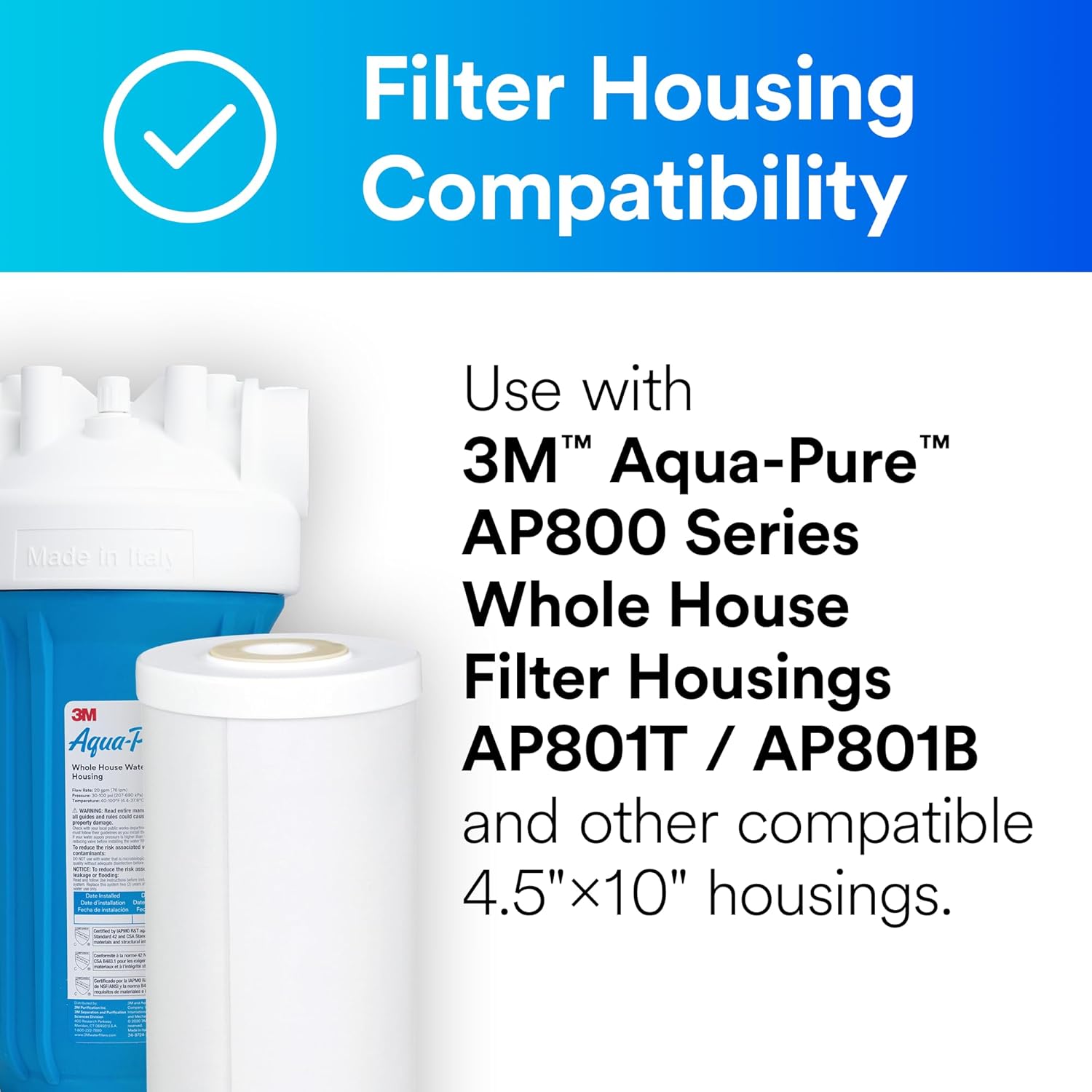 3M Aqua-Pure Whole House Replacement Water Filter Cartridge AP817, for use with AP801 Housing, 25 Micron, Reduces Chlorine, Taste and Odor