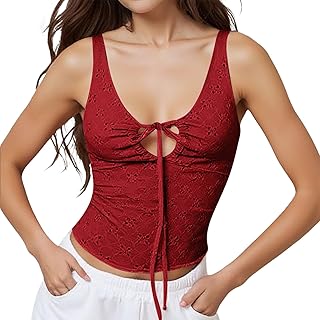 Top Corto sin Mangas Mujer Cuello V Elegante Bordados diseño con Verano Moda Casual Playa Vacaciones Outfit cómodo Estilo Femenino