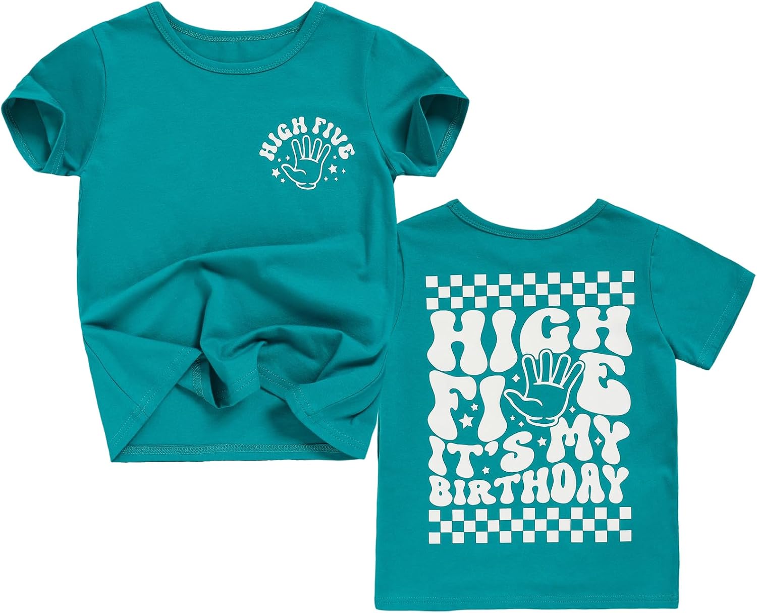 5th Birthday Shirt Toddler Boy 5 Year Old Birthday T-Shirt Short Sleeve 2-Sided Print Tee Tops Outfit