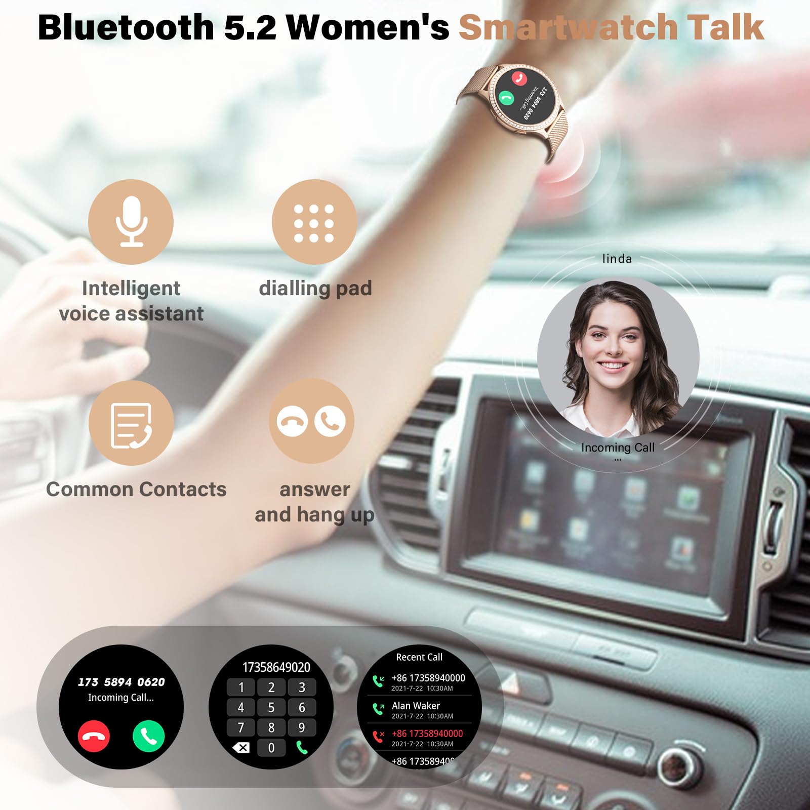 RifePhi Damen Smartwatch 1.32 Fitness Tracker SpO2 IP67 Wasserdicht Schlafanalyse Anruffunktion Sportuhr Schrittzähler Herzfrequenzmesser